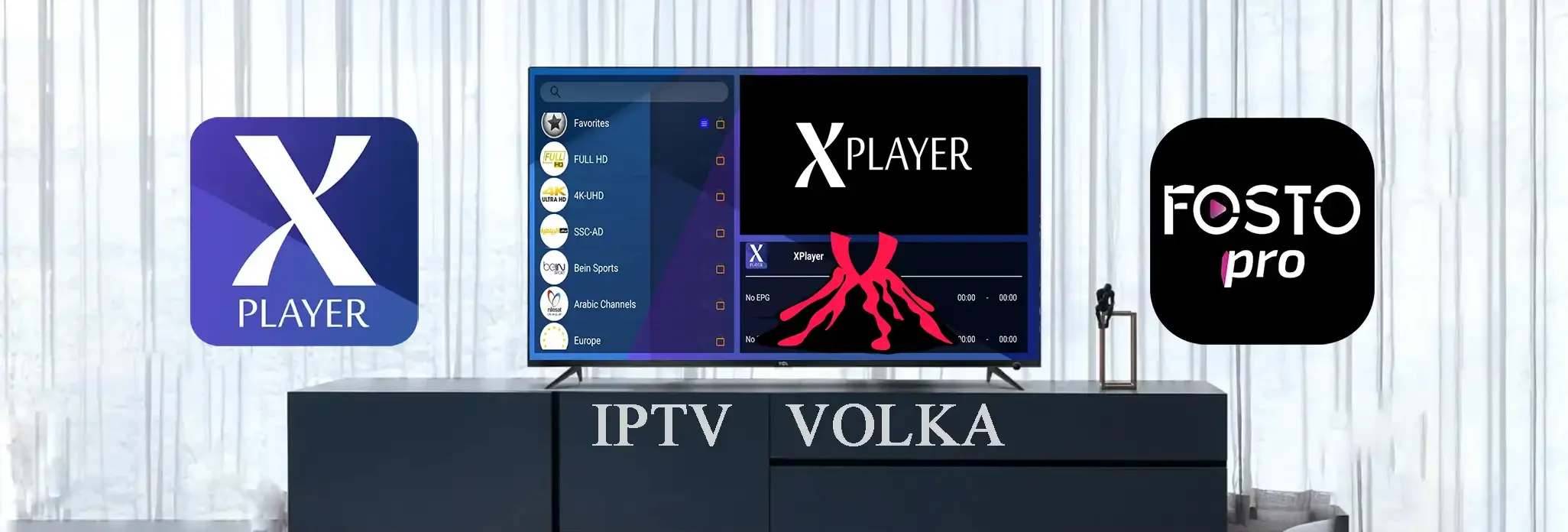 le service Volka TV est le seul à offrir à ses utilisateurs deux applications officielles. XPlayer et fosto
